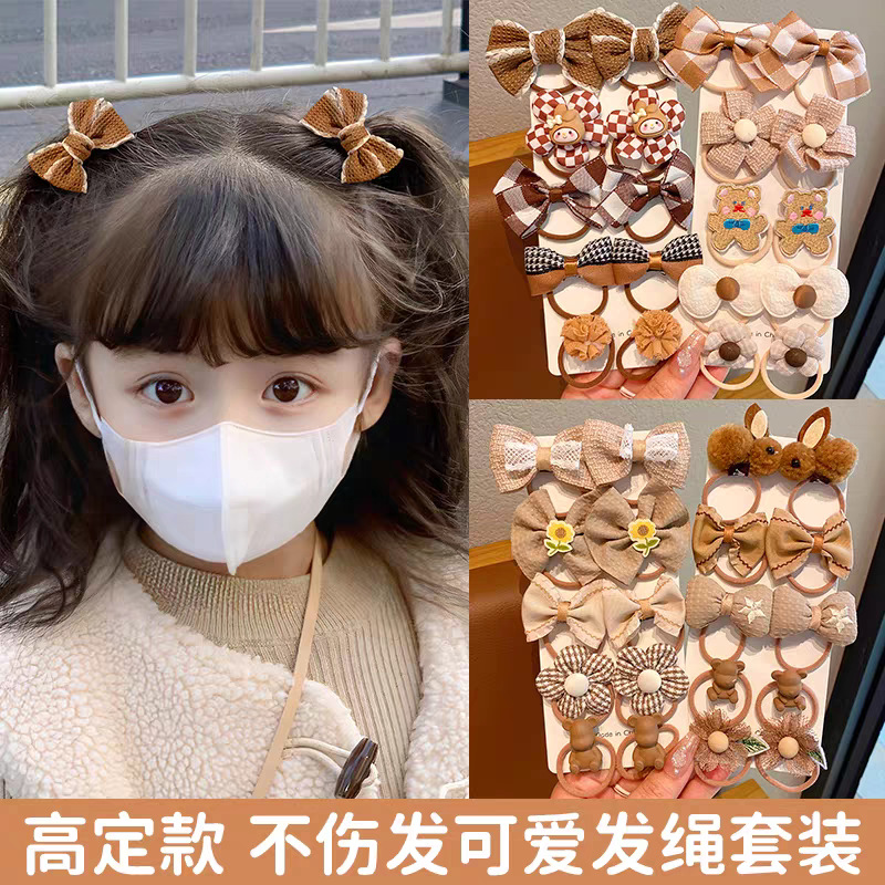 Cuerdas de cabello de niños de alta elasticidad, lindos anillos de cabello de dibujos animados, suaves no heridas, banda de goma de cabello de chicas