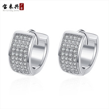 跨境电商韩版流行耳环耳扣多排AAA锆石镶时尚耳饰品厂家批发耳环