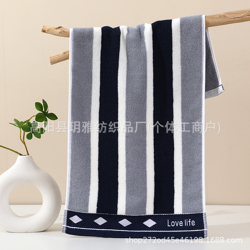 純綿タオル、厚みのある大人用家庭用フェイスタオル、吸水性、速乾性、糸くずの出ないフェイスタオル、おしゃれなストライプタオル|undefined
