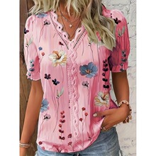 T 57138 Floral Lace Trim Blouse �����ٽz���� �W���羳