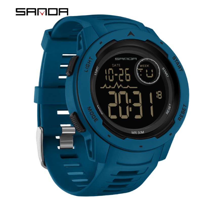 SANDA 2125 multifuncional electrónico impermeable deportes reloj de los hombres estudiante moda reloj de moda de los hombres