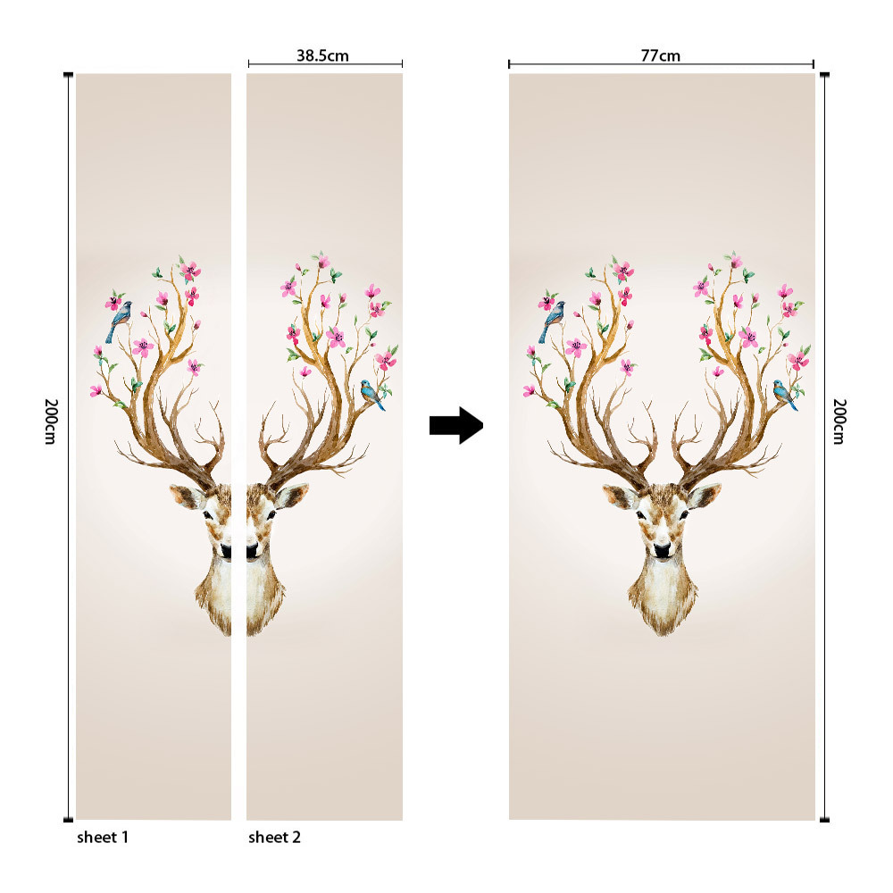 Pegatinas para puertas 3D respetuosas con el medio ambiente, autoadhesivos, fabricantes de origen al por mayor, patrones populares transfronterizos de alta definición, adhesivos para puertas impermeables, a prueba de aceite y antiincrustantes