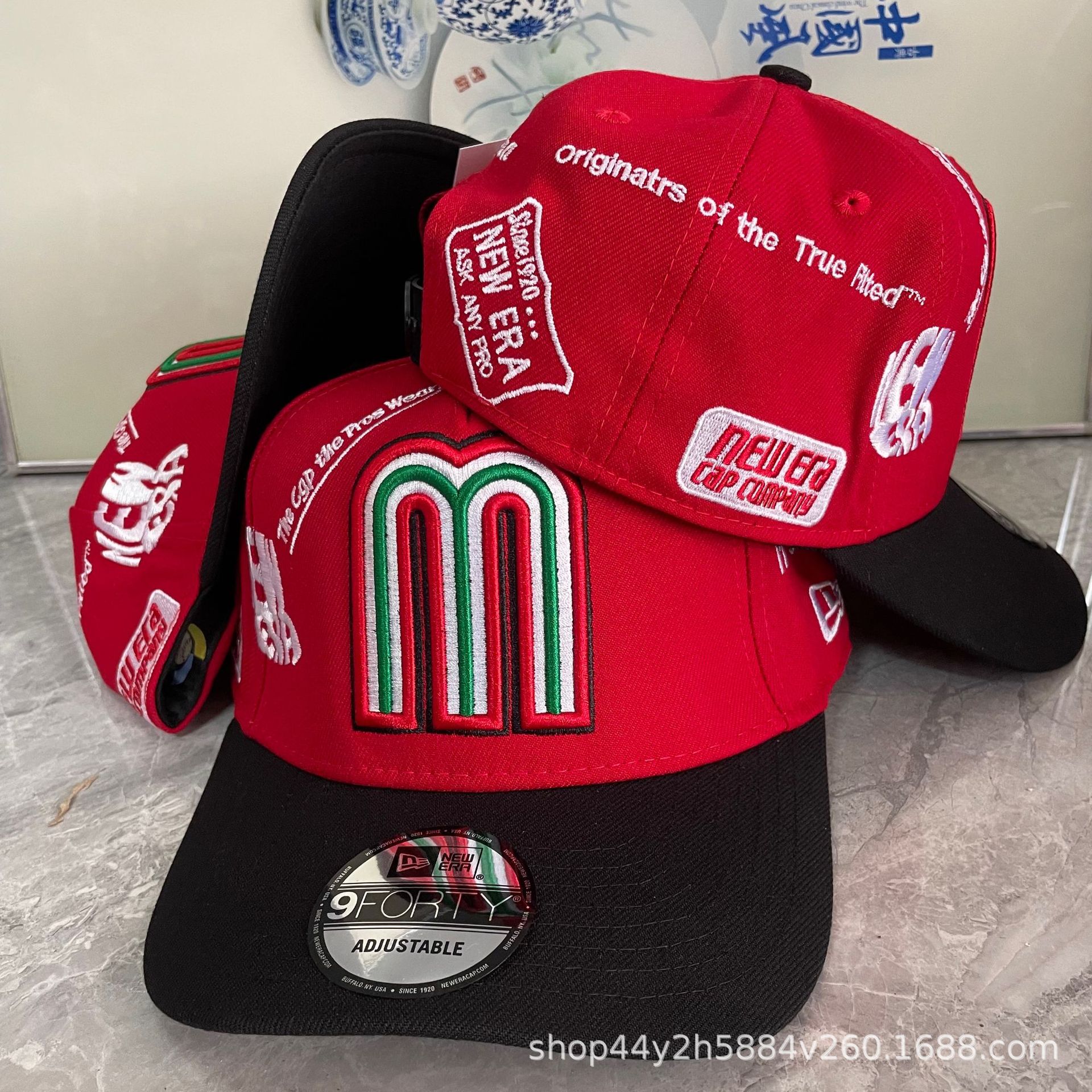 Comercio exterior transfronterizo AA Copa Mundial de béisbol Sombreros deportivos del equipo nacional mexicano Sombreros Hip Hop Sombreros bordados con letras M