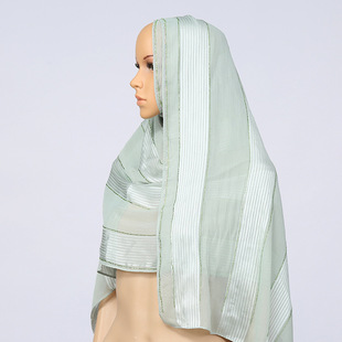 Cross-Border Handmade Headscarf for Women, Ethnic Style Light-Colored Turban, Striped Square Scarf, Hijab Scarf Wholesale
