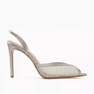 欧美高跟凉鞋尖头褶皱后空细跟女婚宴鞋bridal shoes women