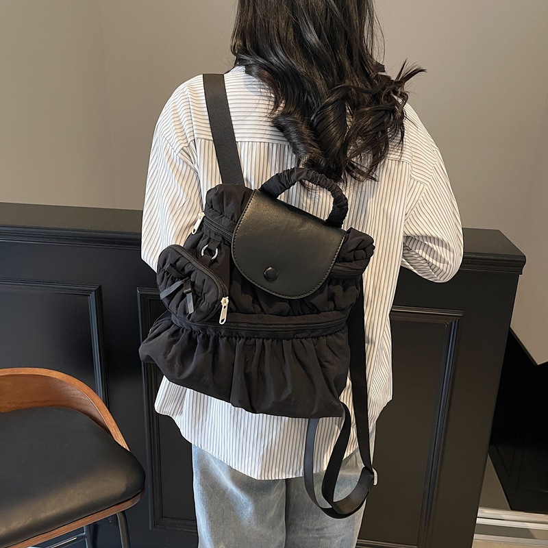 Mochila transfronteriza 2025, nueva moda coreana dulce bolso de mano plegable estilo campus bolso de escuela secundaria