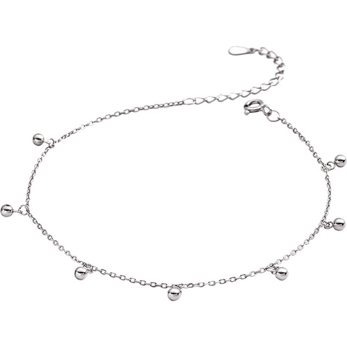 Under the Banyan Tree S925 Silver Japanese Style Simple Money Duoduo Doudou Anklet Transfer Bead Bell Anklet  New Trend