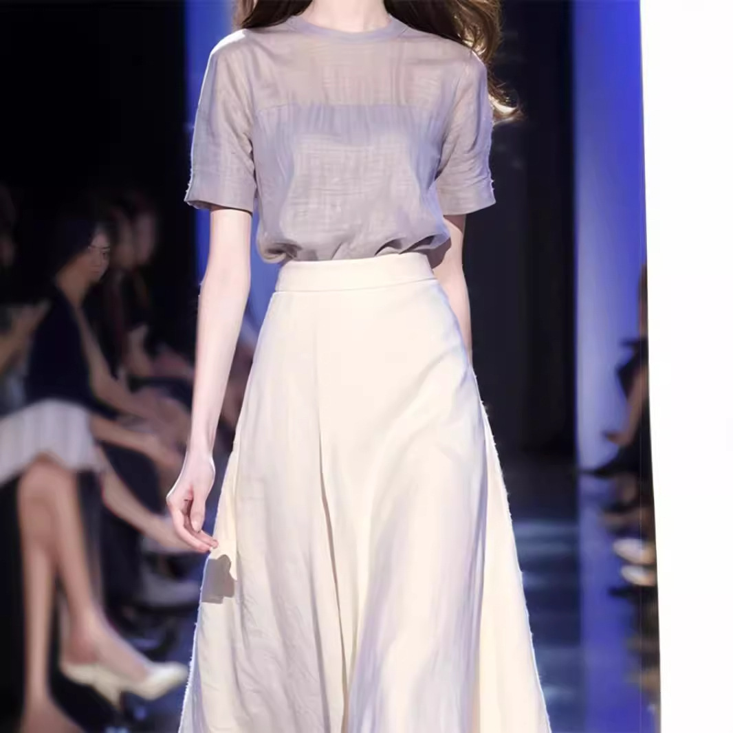 Váy hai dây phong cách Chanel nữ mùa hè cao cấp — Màu tím trắng