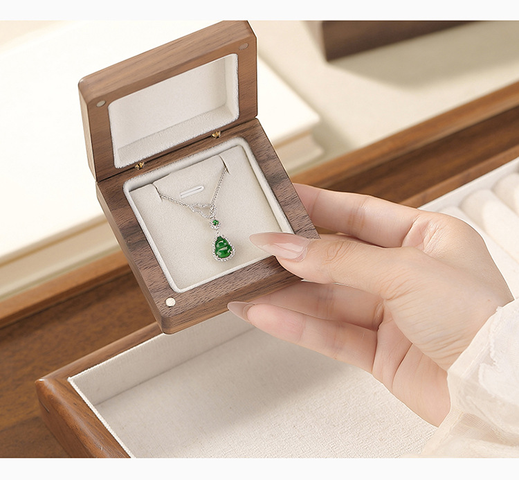 Dây chuyền mặt hồ lô bạc S925 đính ngọc bích tự nhiên hai mặt — Bộ dây chuyền (kèm dây) chi tiết 3