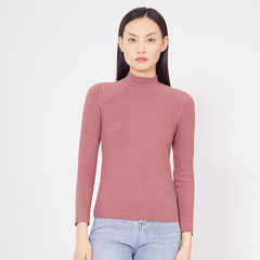 Autumn/Winter Fashion Double-Sided Fleece Women's Half-Neck Splicing T-Shirt with Fleece Heating Fiber and Extra Warmth Thermal Base Shirt