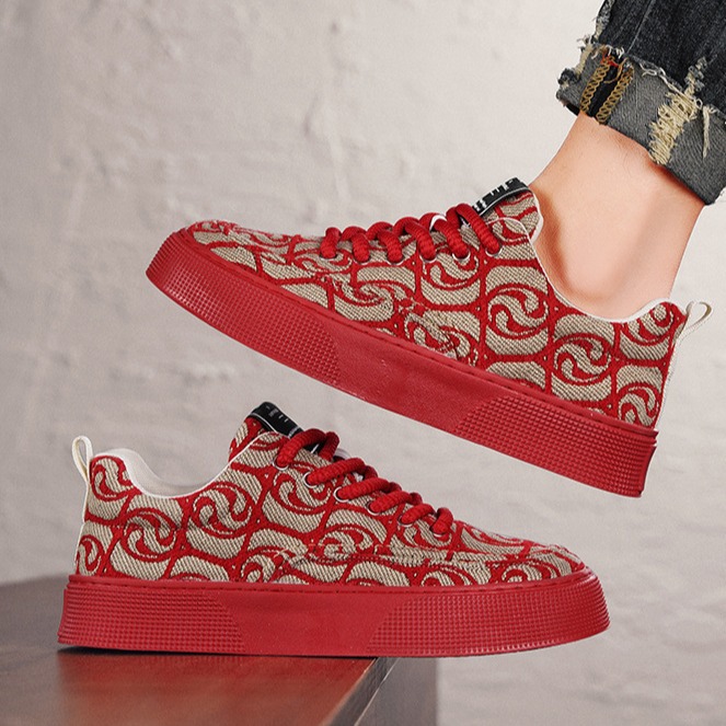 Zapatos de lona de corte bajo para hombre primavera y otoño 2024 nuevas zapatillas de deporte con estampado de corte bajo de nicho zapatos de moda casuales deportivos de plataforma para hombre