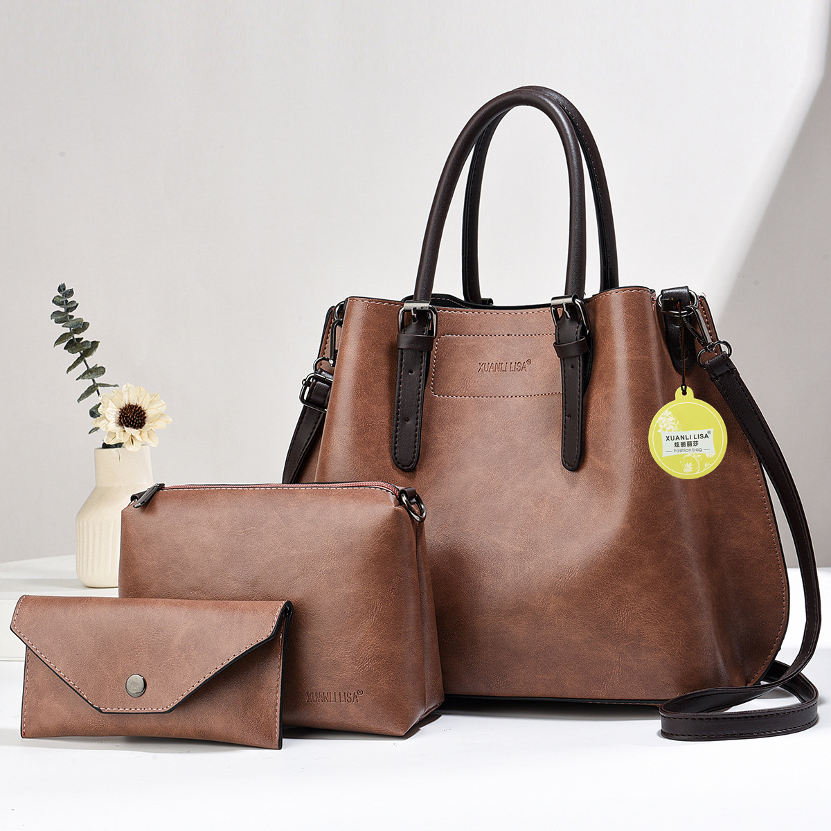 Bolsa de mano retro pu tres piezas paquete de bolsas de hombro bolsas de calidad bolsas de mujer de comercio exterior