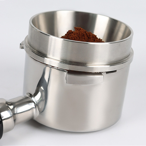 Italian coffee grinder anti-flying powder stainless steel powder receiving ring coffee powder dispenser universal handle 515358mm commercial