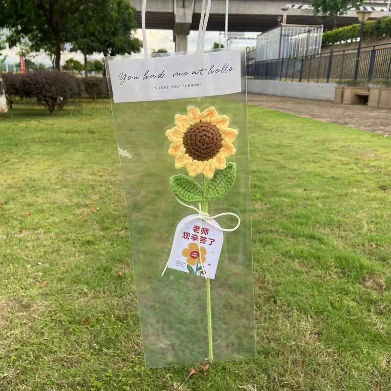 向日葵编织毛线花束成品创意仿真花送男女老师教师节礼物毕业谢师|undefined