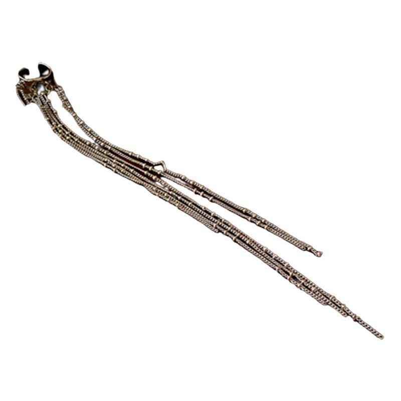 Elegante borla de cadena larga no perforada en forma de C clip de hueso de la oreja de moda personalidad temperamento viajero pendientes de alto grado para las mujeres