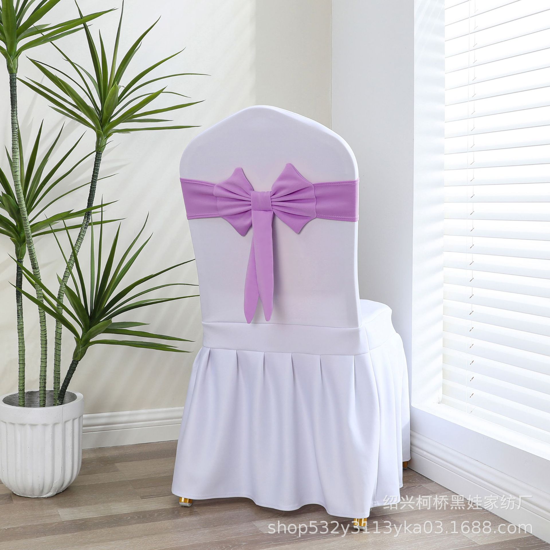 No-tie elastic chair back decoration wedding hotel chair cover bow banquet chair cover elastic chair back flower strap