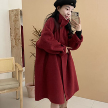 上海兰芝中长款毛呢大衣宽松醴陵斜门禁外套羊毛大衣百搭240896