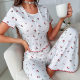 Cross-border European and American New Style Pajamas Women's Cherry Ear Short-sleeved Trousers suit Women's Home Clothes pajamas