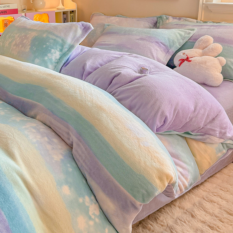 2025 nuevo edredón de seda de leche de una sola pieza de invierno cálido coral 150x200x230 edredón