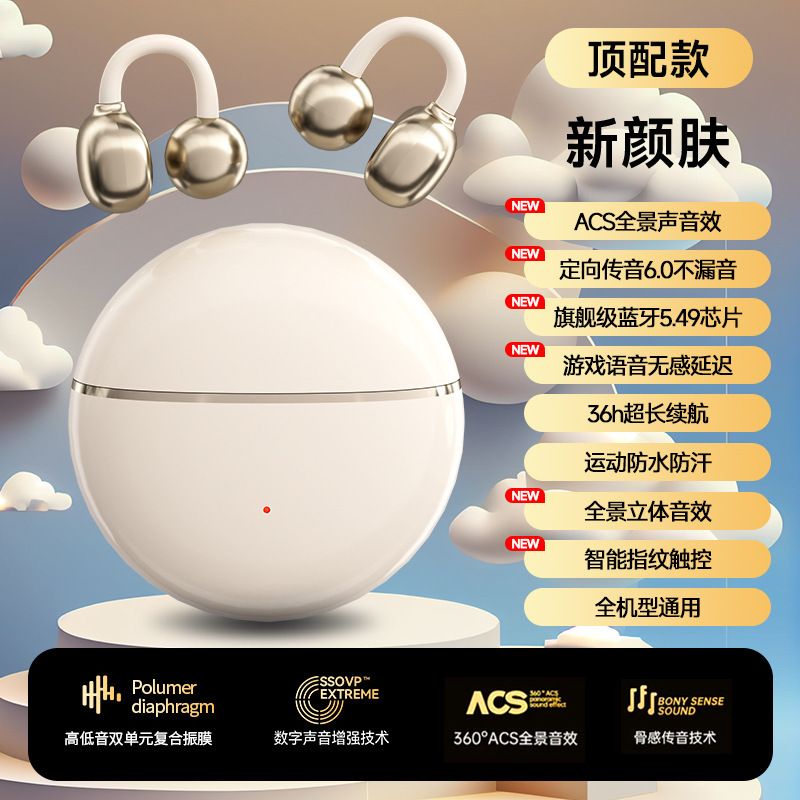 非インイヤー Bluetooth ヘッドセット骨伝導ワイヤレスイヤークリップタイプ 2025 新しいベルリンの音声 Huawei および Sony に適しています|undefined