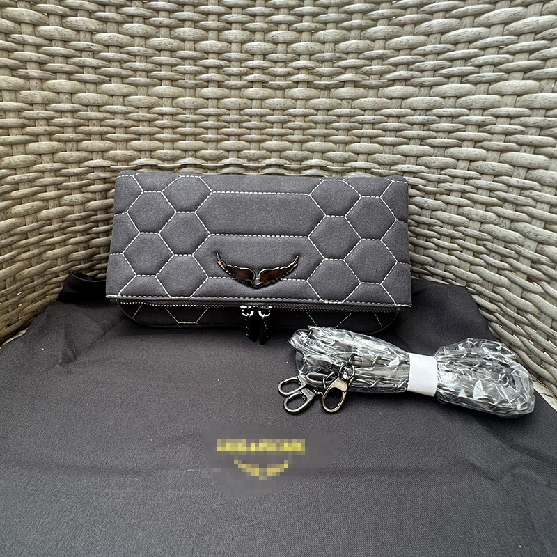 Gray nubuck leather embroidery