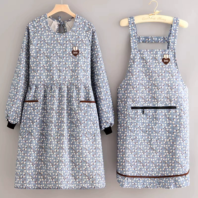 2025 новый бамбуковый хлопковый фартук с длинными рукавами кухня для приготовления пищи для дома питание сети красная Принцесса ветер рабочая одежда леди