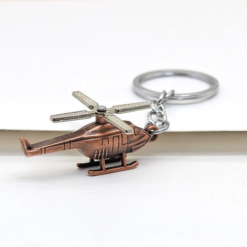 Retro creative three dimensional helicopter, airplane, men's keychain, backpack, pendant