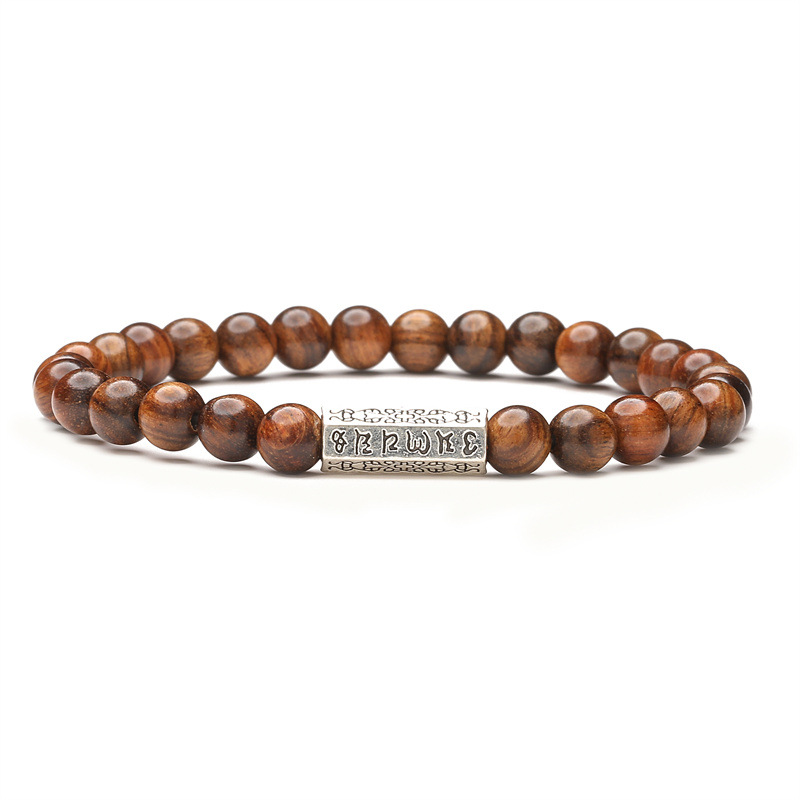Nuevo estilo chino de 6MM piedra natural pulsera de cuentas mujeres ins nicho de lujo ligero cuerdas de madera elásticas pulsera joyería TEMU