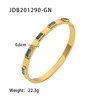 Bracelet stainless steel, green stone inlay, zirconium, jewelry, European style, french style, does not fade, wholesale