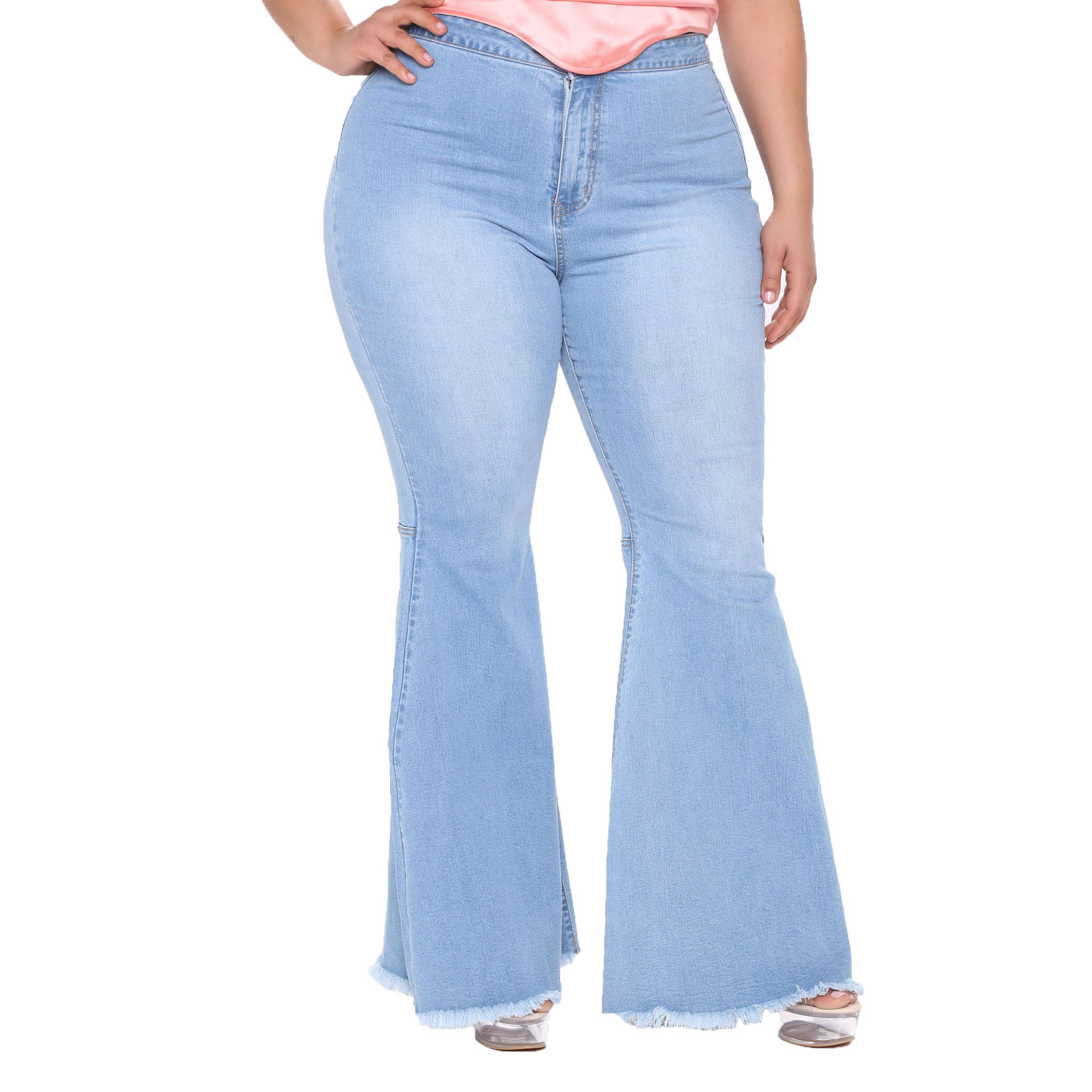 slim wide-leg plus size flared jeans nihaostyles wholesale clothes NSSF89988