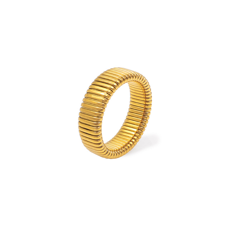 Elegant Geometric Round Ring For Women Gold Plated Titanium Steel_voghion.com