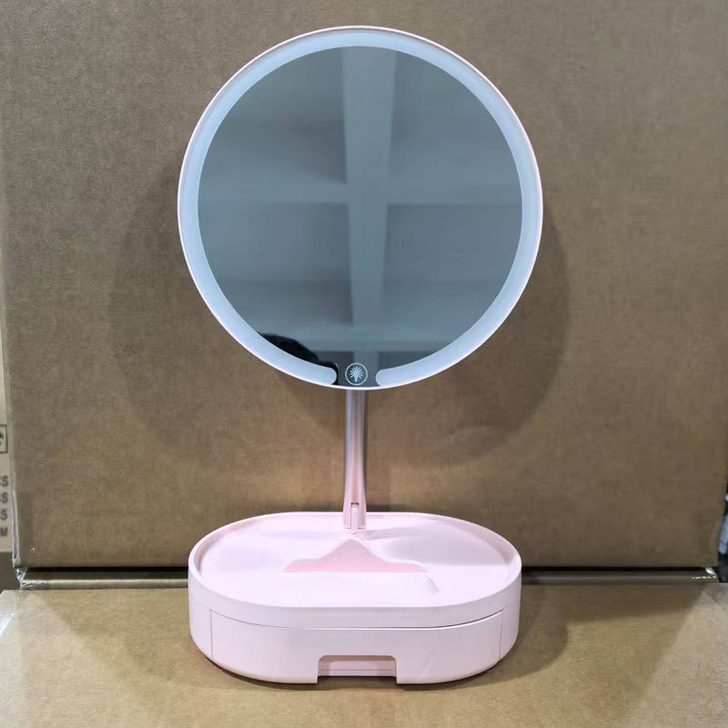 Espejo de maquillaje de doble eje con luz, espejo de vestidor de belleza LED inteligente, espejo de maquillaje de escritorio con luz, espejo plegable de dormitorio