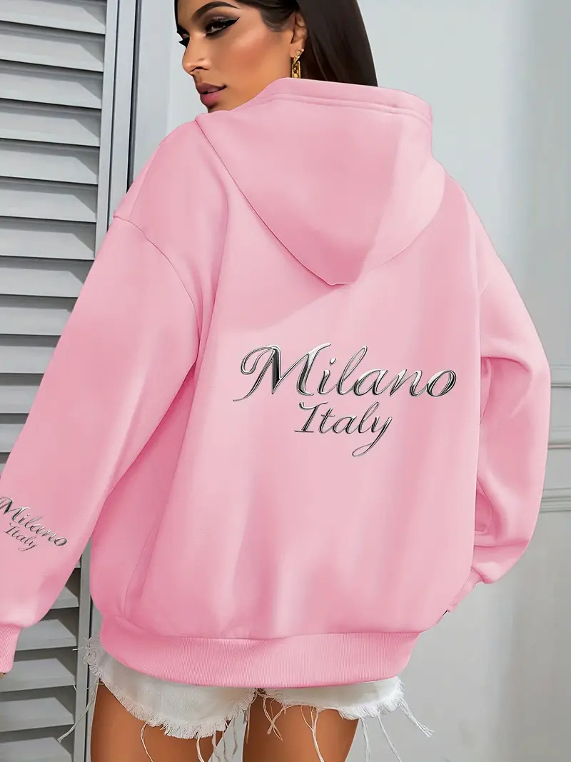 Women's Hooded Oversized Sweatshirt Jacket Print Design European American Style Fashion Fall Winter New Arrivals_ecoleips.com
