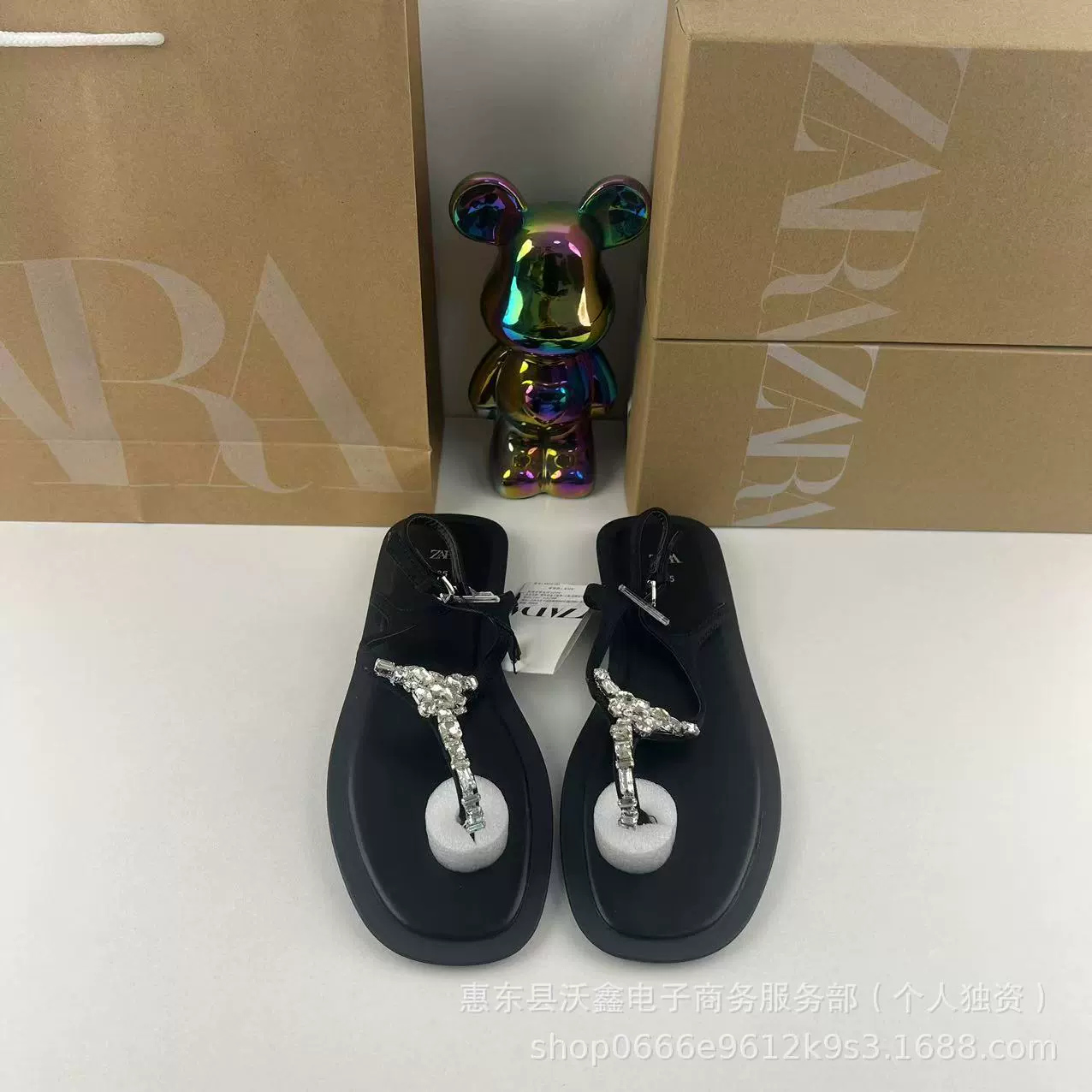 Летние женские шлепанцы ZAR, черные, плоские, модные, универсальные, сказочные, с блестками