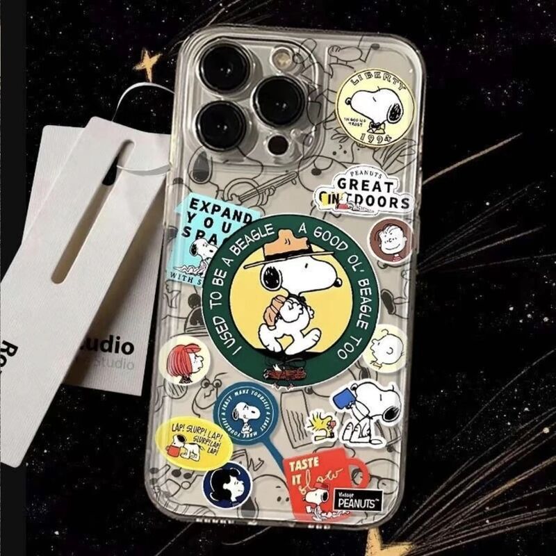 Snoopy Label Is Suitable for Apple 17Promax Mobile Phone Case Iphone16 Anti-Fall 15 Soft Shell 14 Creative 13/X