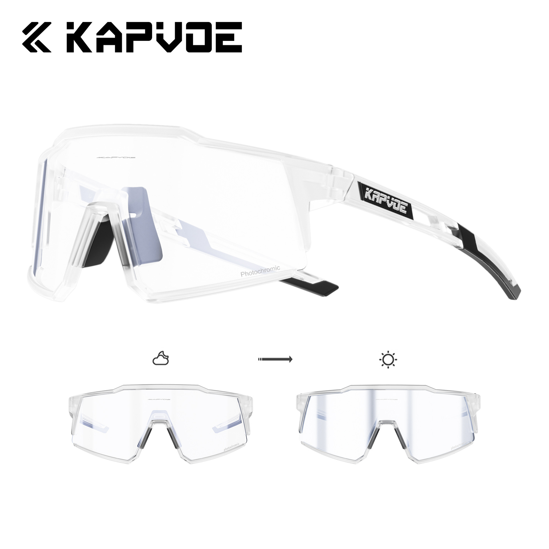 Gafas Fotocromáticas de Ciclismo con Recubrimiento de TR90, Fotocromático, para Ciclismo de Carretera y Montaña