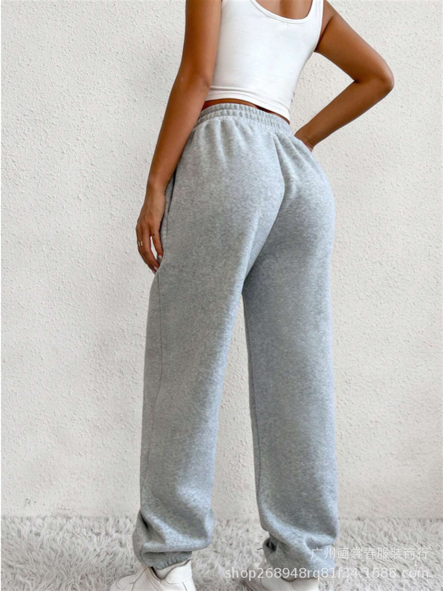 Amazon transfronterizo de comercio exterior de Europa y América del nuevo invierno de las mujeres pantalones de Casa sueltos cerrados de color sólido oblicuo bolsa pantalones de chándal image 5