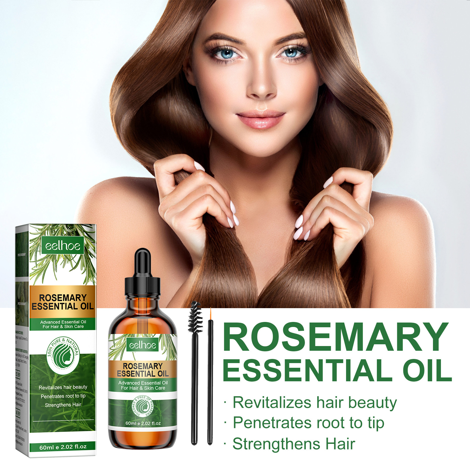 EELHOE Rosmarin ätherescht Ueleg reparéiert beschiedegt Hoer, stäerkt d'Hoer, mécht d'Hoer fest a glätt d'Hoer._voghion.com