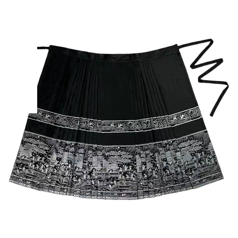 New Chinese Style Light National Style Horse Face Skirt Suit Women's Autum Style Long-Sleeved Top Half Skirt Two-Piece Set