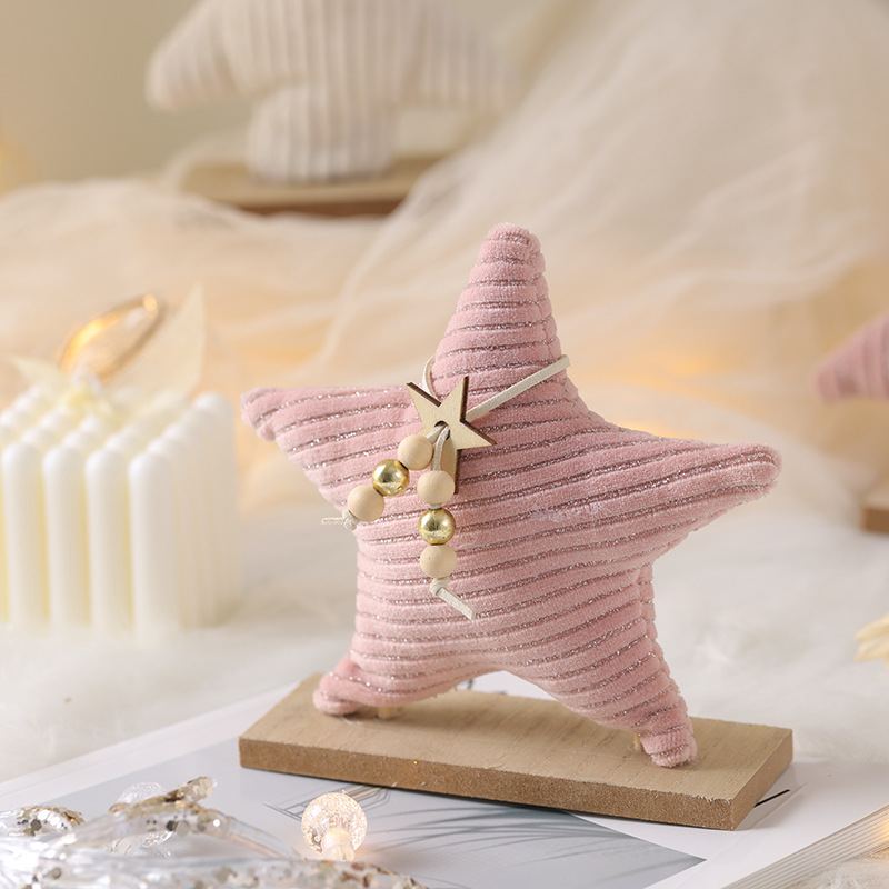 Nuevos productos transfronterizos creativos decoraciones de árbol de Navidad rosa blanco pentáculo decoraciones de escritorio de alce decoraciones de Navidad