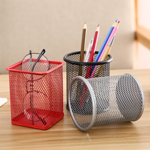 Pen holder storage box creative color pen holder desktop office storage ornaments business fashion metal grid pen holder