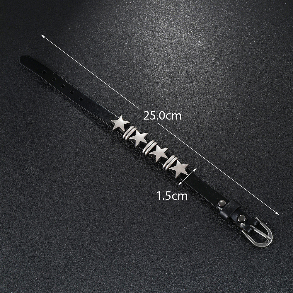 Pulseira de couro com pentagrama para homem estilo punk_voghion.com