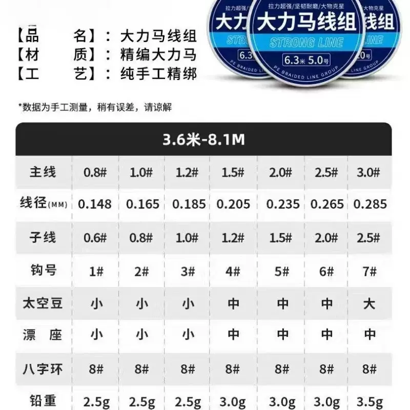 大物线组大力马主线鱼钩绑好套装成品防咬线PE鱼线鱼具用品鱼线
