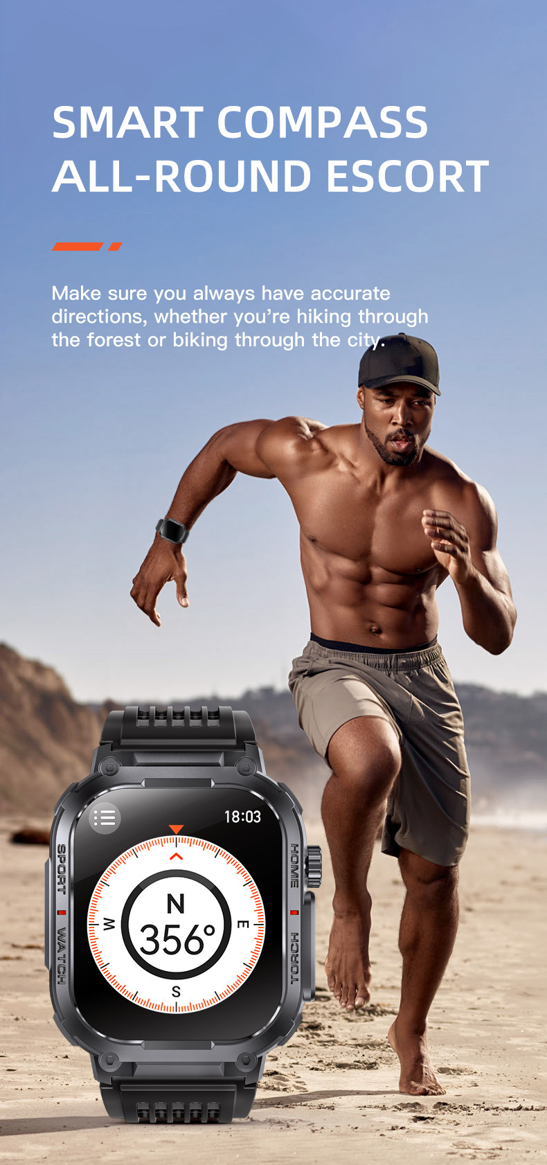 The new outdoor sports smartwatch S320B features Bluetooth communication and is water-resistant with a compass and 3ATM undefined