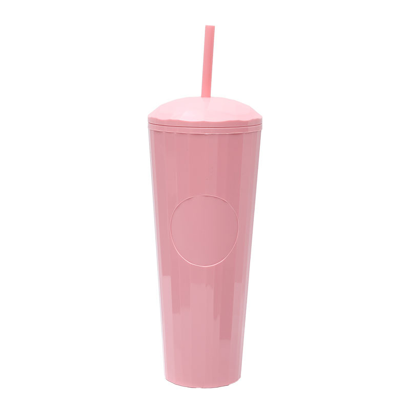 Suministro directo de fábrica nueva taza de bebida directa taza de agua spot taza de paja taza de plástico creativo femenino de verano taza de bebida fría portátil