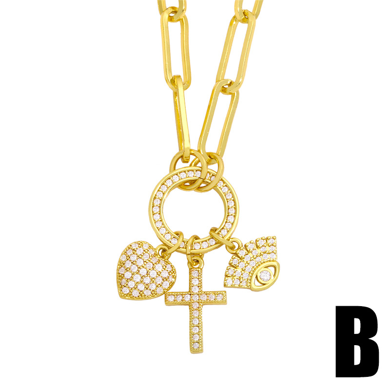 fashion heart eye snake combination pendant necklace