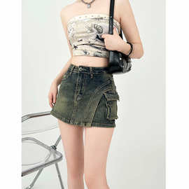 设计感小个子牛仔裤半身裙女新款夏季高腰显瘦复古辣妹包臀牛仔裙