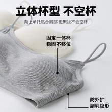 小胸聚拢薄款防走光性感甜美螺纹抹胸固定杯垫无钢圈运动文胸内衣