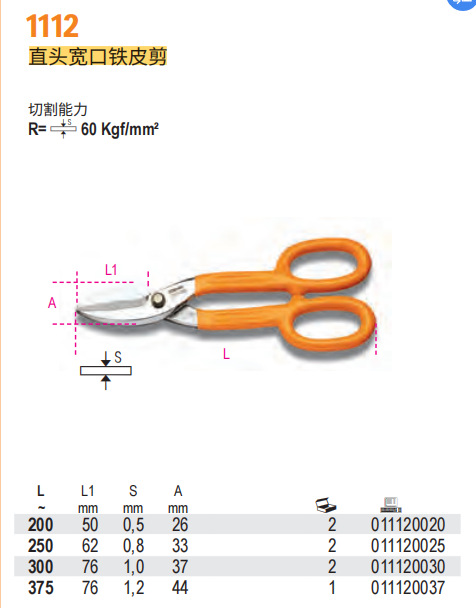 BETA  1112  直头宽口铁皮剪200mm、250mm、300mm