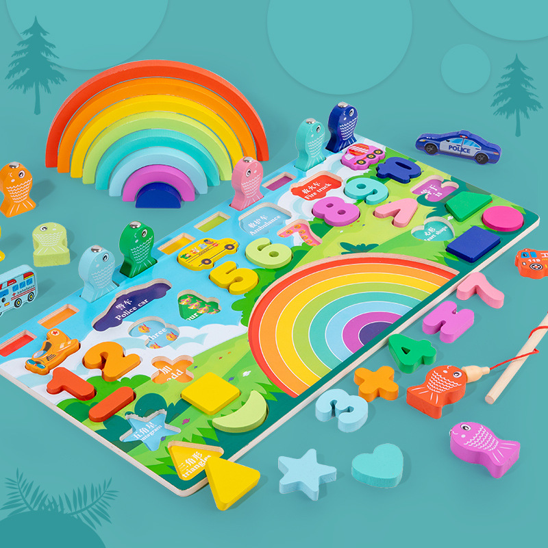 Kindergarten Educación temprana Desarrollo intelectual Baby Lesi Rainbow Tablero logarítmica multifuncional Tablero de emparejamiento alfanumérico de juguete